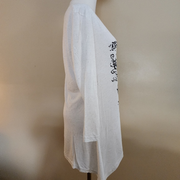 Ivory/Black Hamsa Eye Tunic Top, Women's M - Picture 9 of 11